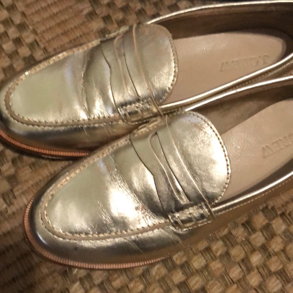 J crew gold penny loafer